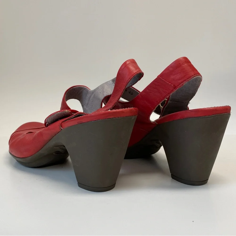 Wonders Mary Jane Heels, Red Leather - Picture 3 of 5